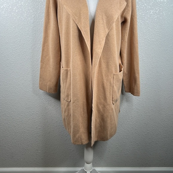 J. Crew 365 Tan Cardigan Open Minimalist Classic Merino Wool Blend Blazer Size M - Picture 3 of 7